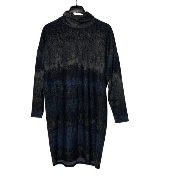 Isle by Melis Kozan Abstract Dot Turtleneck Sweater Dress Black Blue Sz SM - Picture 2 of 6